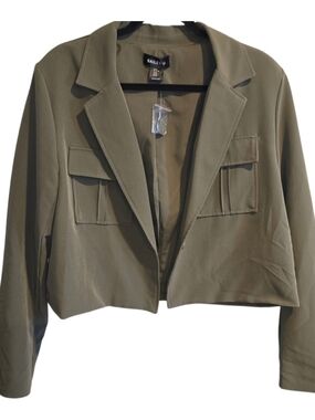Bailey 44 Olive Cropped Blazer XL NWT Stretch Structured Workwear Jacket Minimal